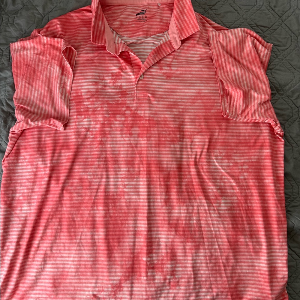 Puma Men's Pink Striped Shirt